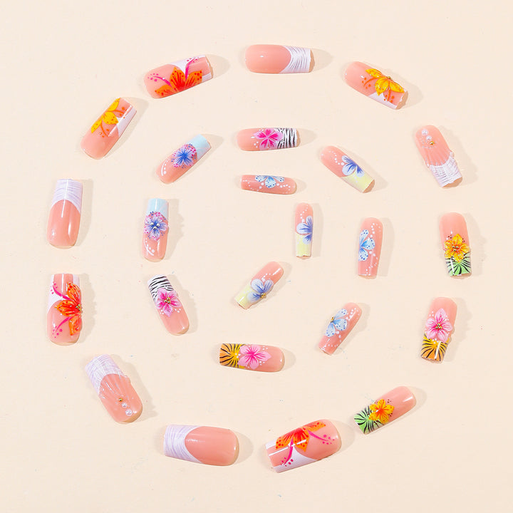 Tropical Floral Acrylic Nail Art Extensions Kalsten