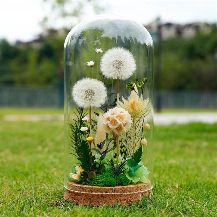Decorative Glass Dome with Dandelion