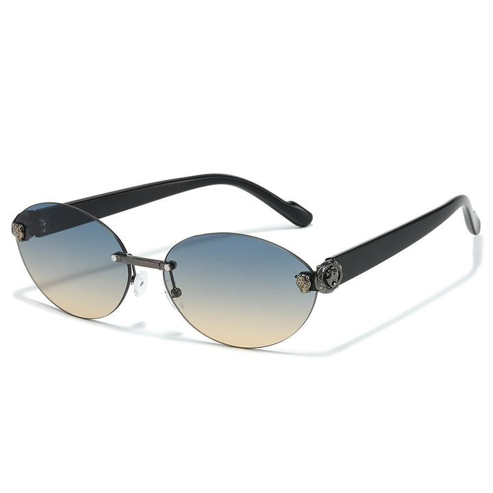 Designer Oval Frame Sunglasses with Decorative Accents Kalsten