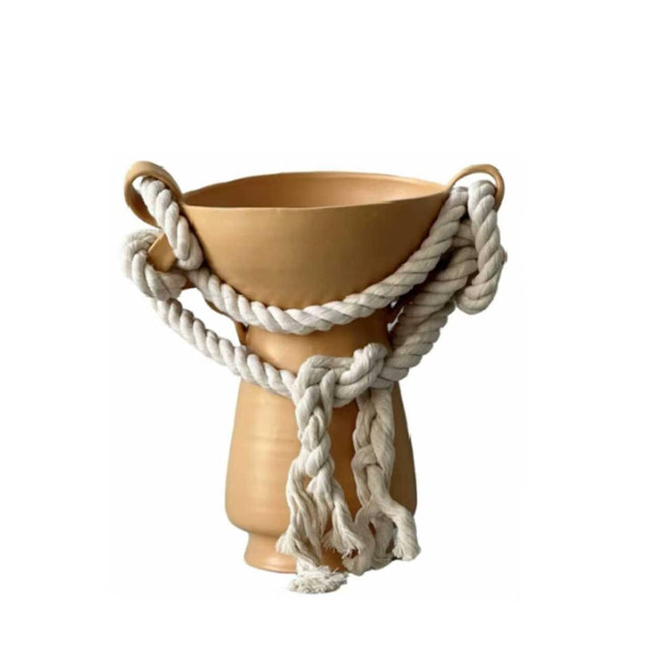 Decorative Handmade Vase with Textile Edge