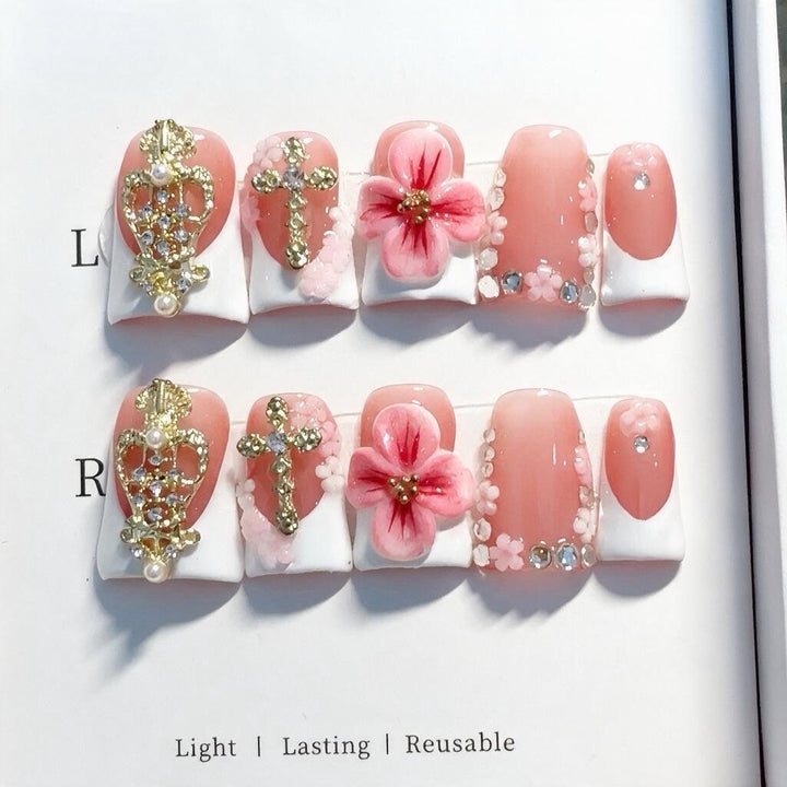 Decorative Floral Press-On Nail Set 1790731542