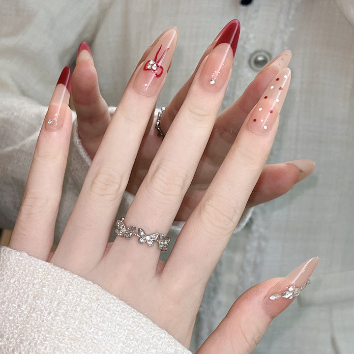 Artistic Press-On Nail Extensions with Decorative Patterns Kalsten