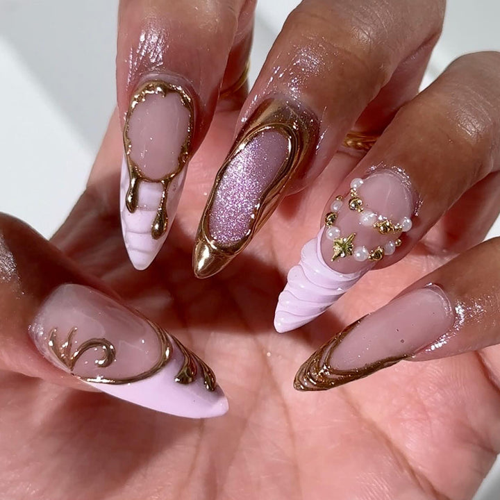 Decorative Press-On Nail Art with Unique Sculpted Designs Kalsten