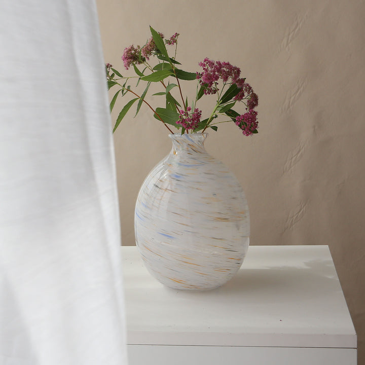Handblown Swirl-Pattern Decorative Bulb Vase Kalsten