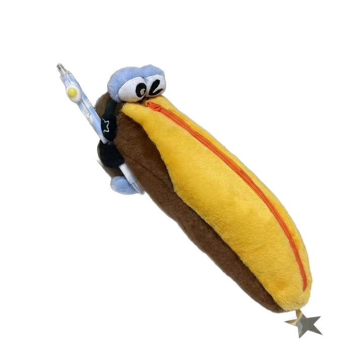 Plush Hot Dog-Shaped Pencil Case