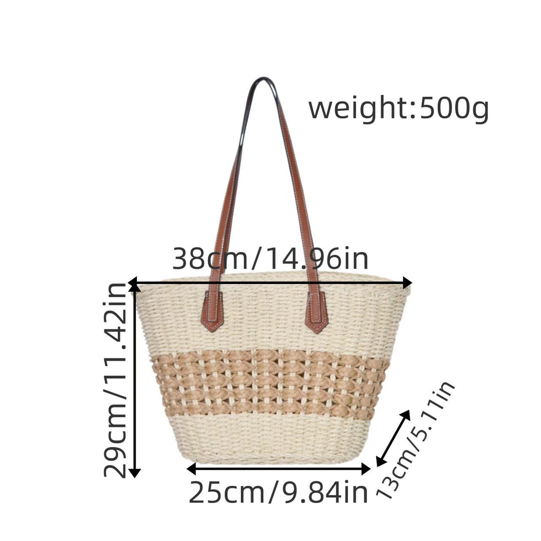 Braided shopping bag with faux leather handles Kalsten