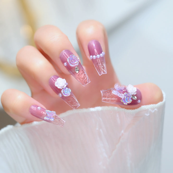 Floral Embellished Press-On Nail Set Kalsten