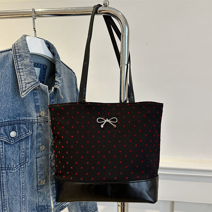 Heart-Embellished Canvas Tote Bag Kalsten