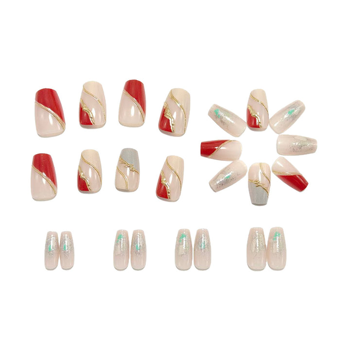 Artificial nails with elegant gold pattern Kalsten