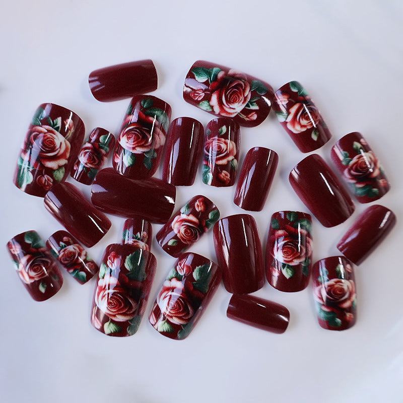 Floral Rose Acrylic Nail Art Kalsten