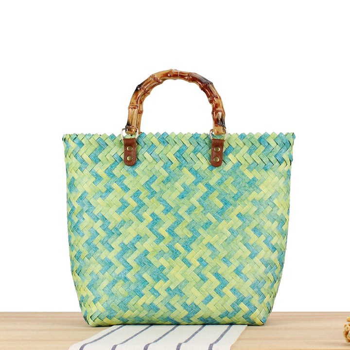 Handbag Made of High-Quality Woven Material with Bamboo Handles Kalsten