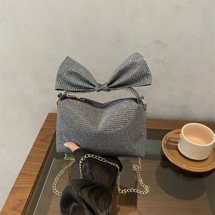 Bow-Accented Sparkling Handbag