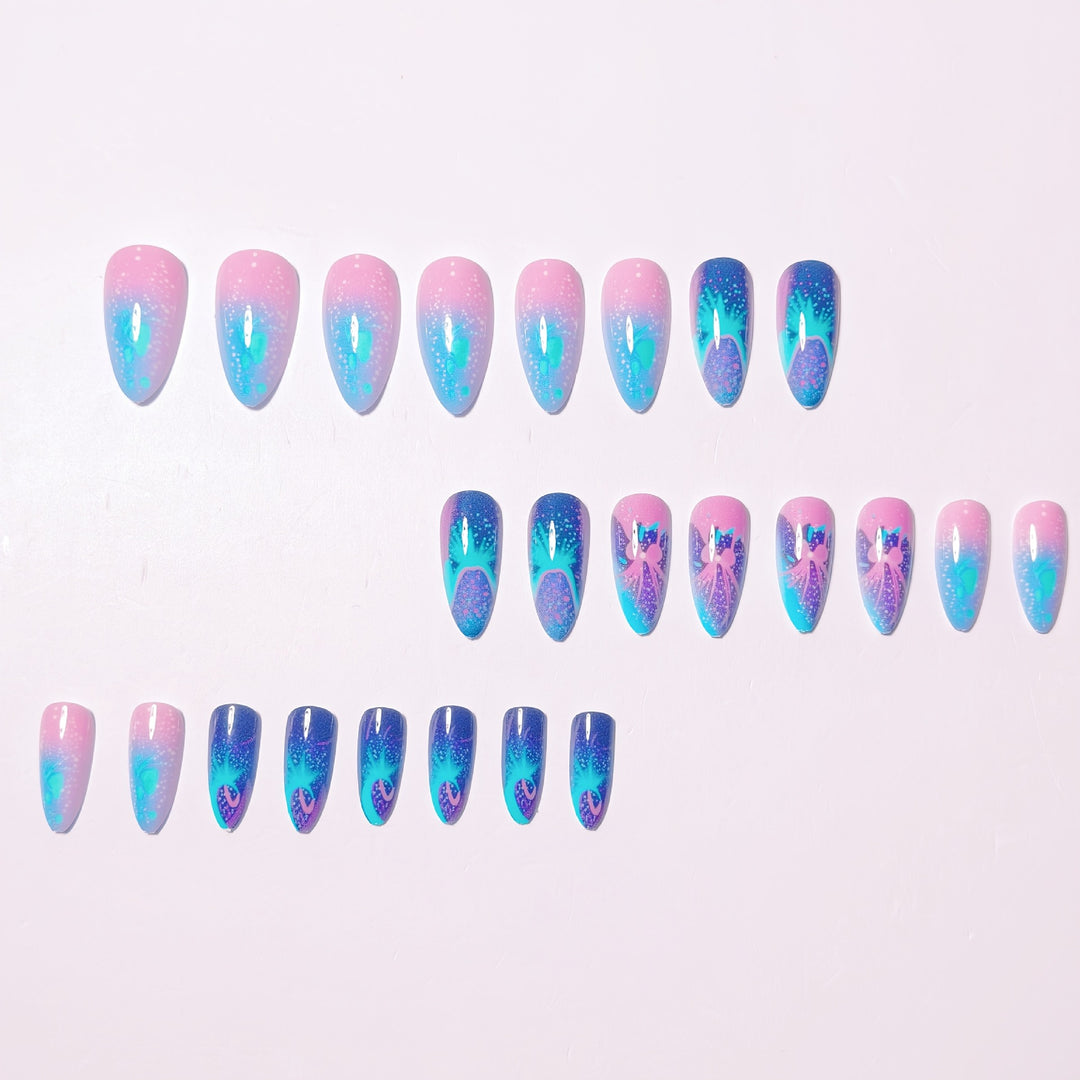 Artificial nails with glittering underwater motif Kalsten