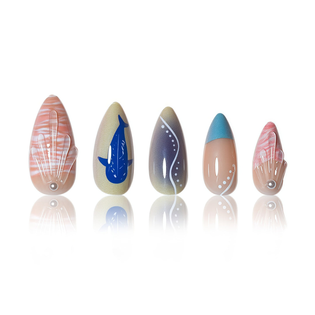 Artistic Marine-Inspired Nail Design Kalsten