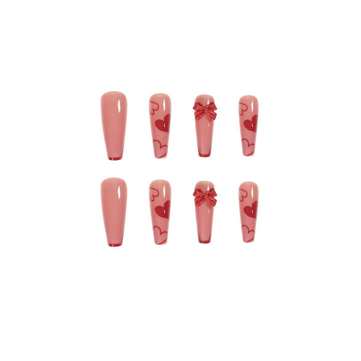 Elegant Artistic Nail Extensions with Romantic Heart Designs Kalsten