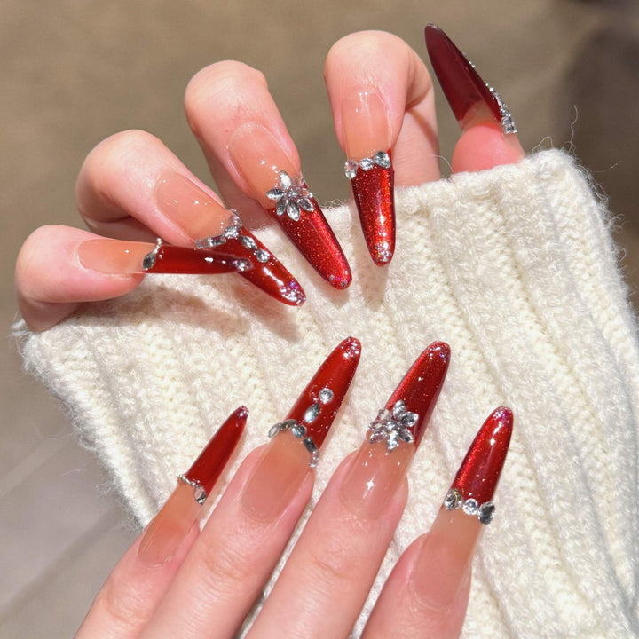 Premium Rhinestone-Embellished Acrylic Nails Kalsten