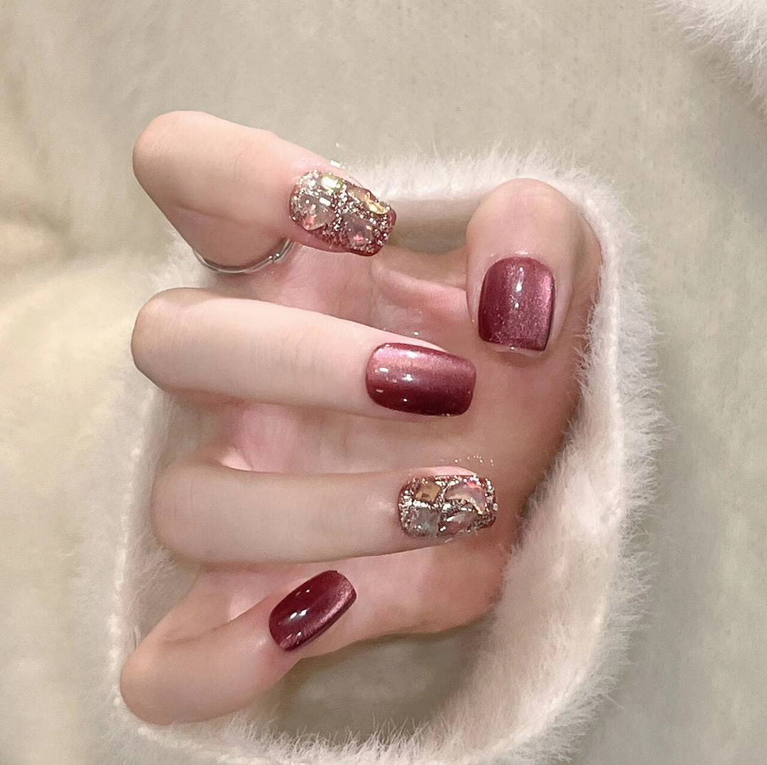 Artistic Glitter-Embellished Press-On Nail Set Kalsten