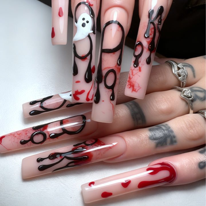 Artistic Halloween-Themed Press-On Nails Kalsten