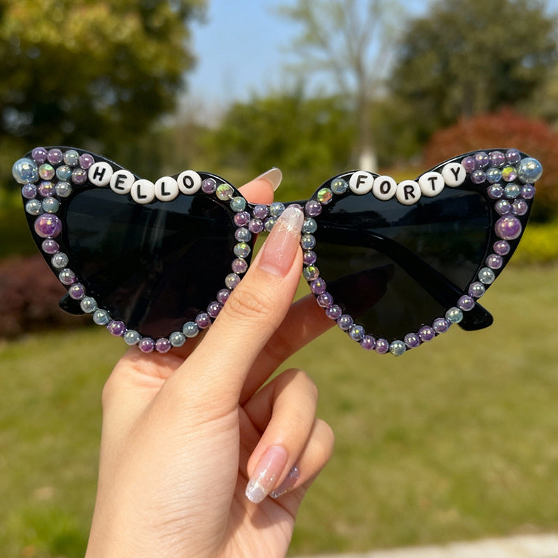 Pearl-Embellished Cat-Eye Sunglasses Kalsten