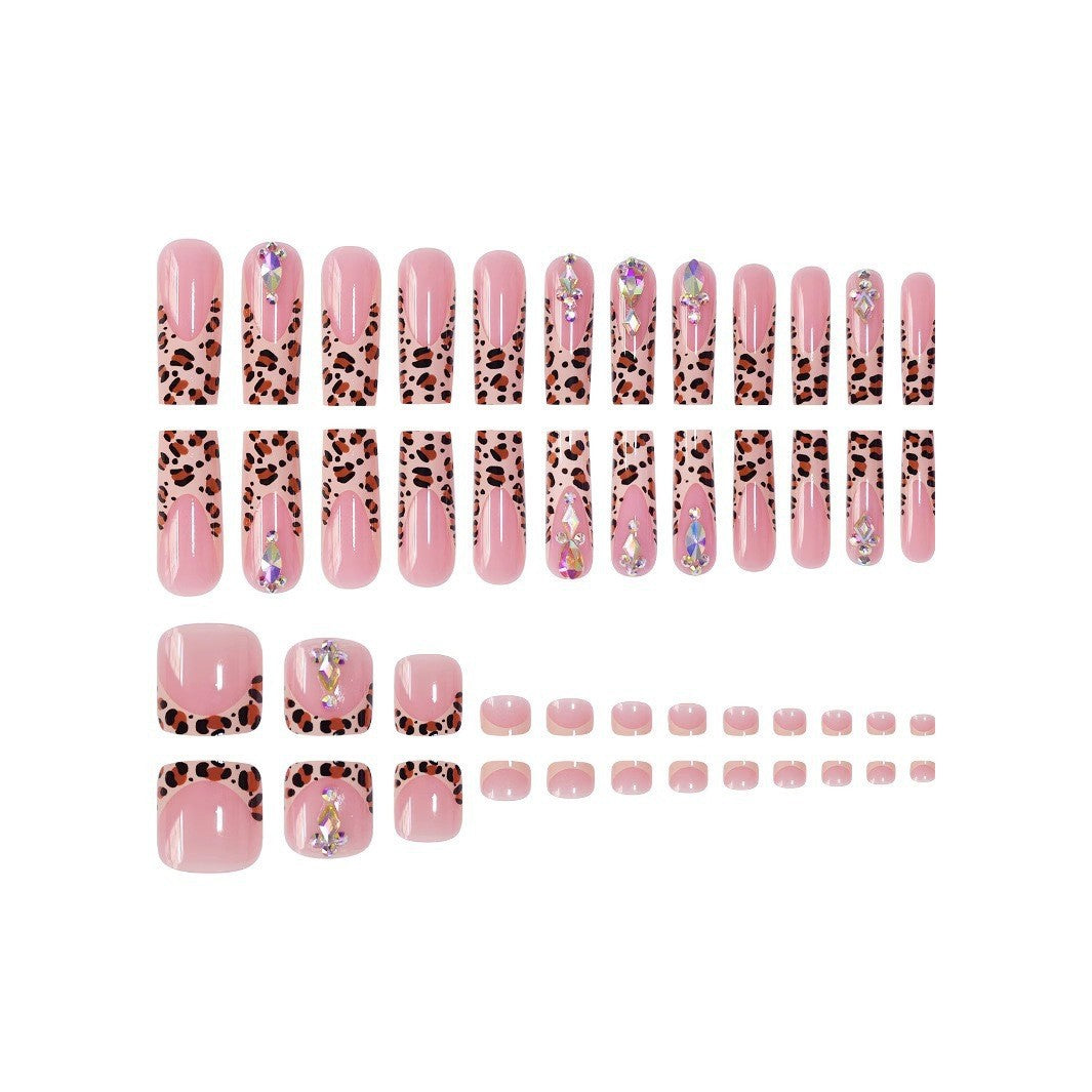 Artistic 3D Decorative Press-On Nail Set with Animal Print Accents Kalsten