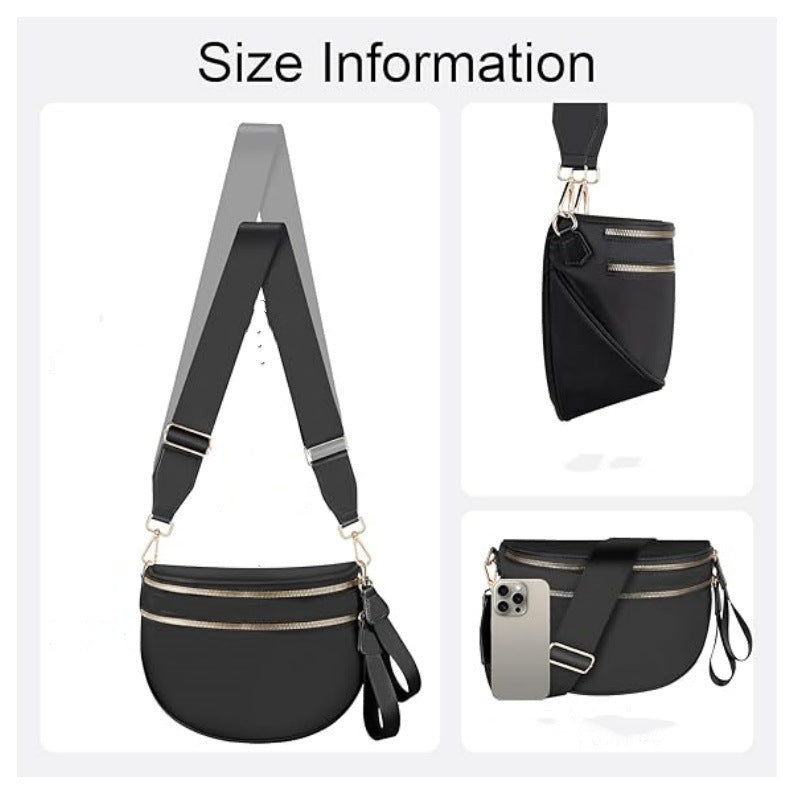 Fashionable crossbody bag with removable shoulder strap and double zipper Kalsten