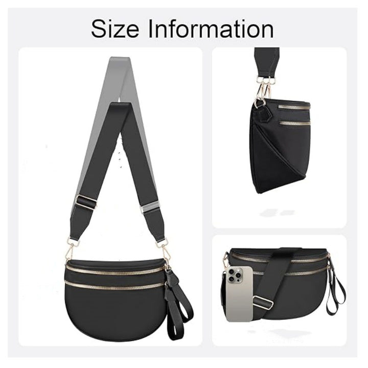 Fashionable crossbody bag with removable shoulder strap and double zipper Kalsten