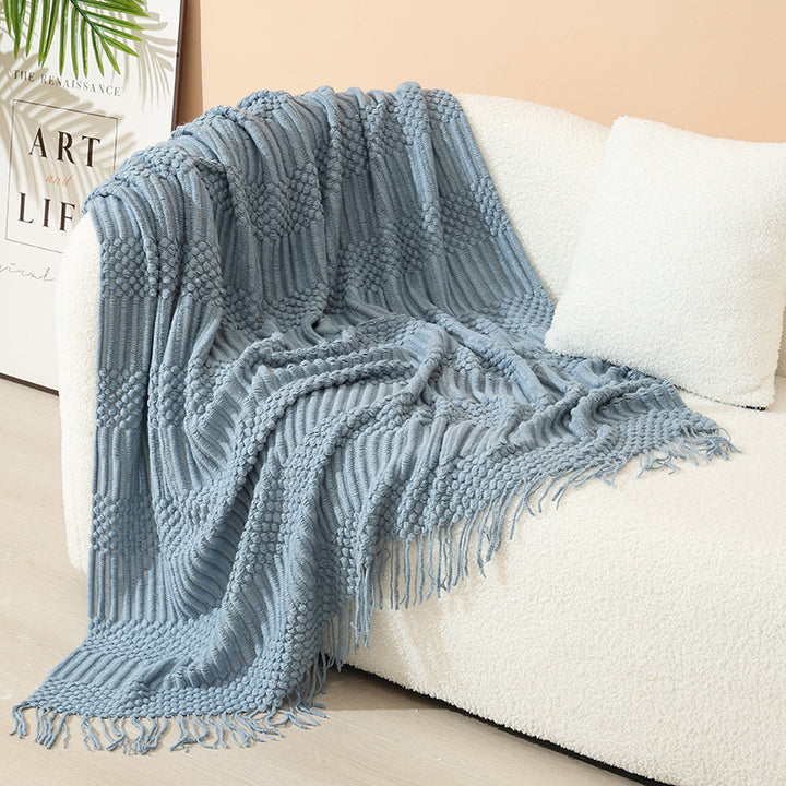 Women's stylish living room throw blanket with fringe pattern Kalsten