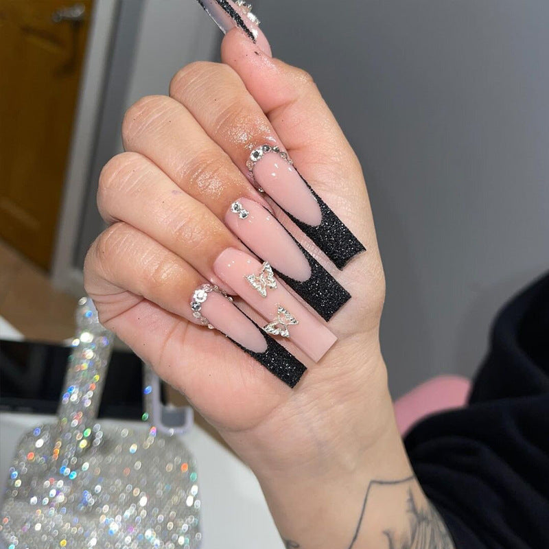Decorative Long Stiletto Press-On Nails with Rhinestone Accents Kalsten