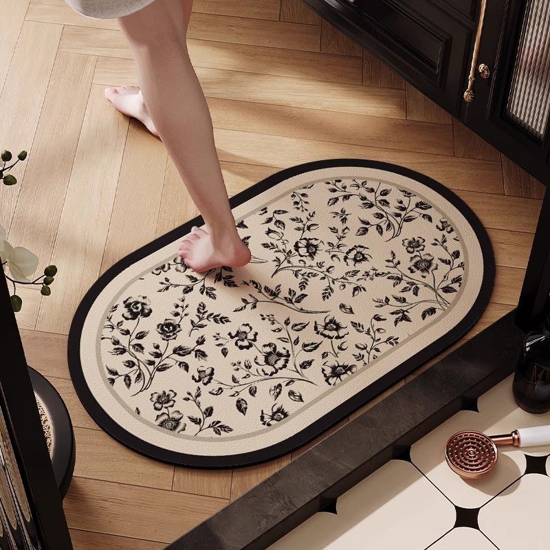 Floral Patterned Non-Slip Bath Mat