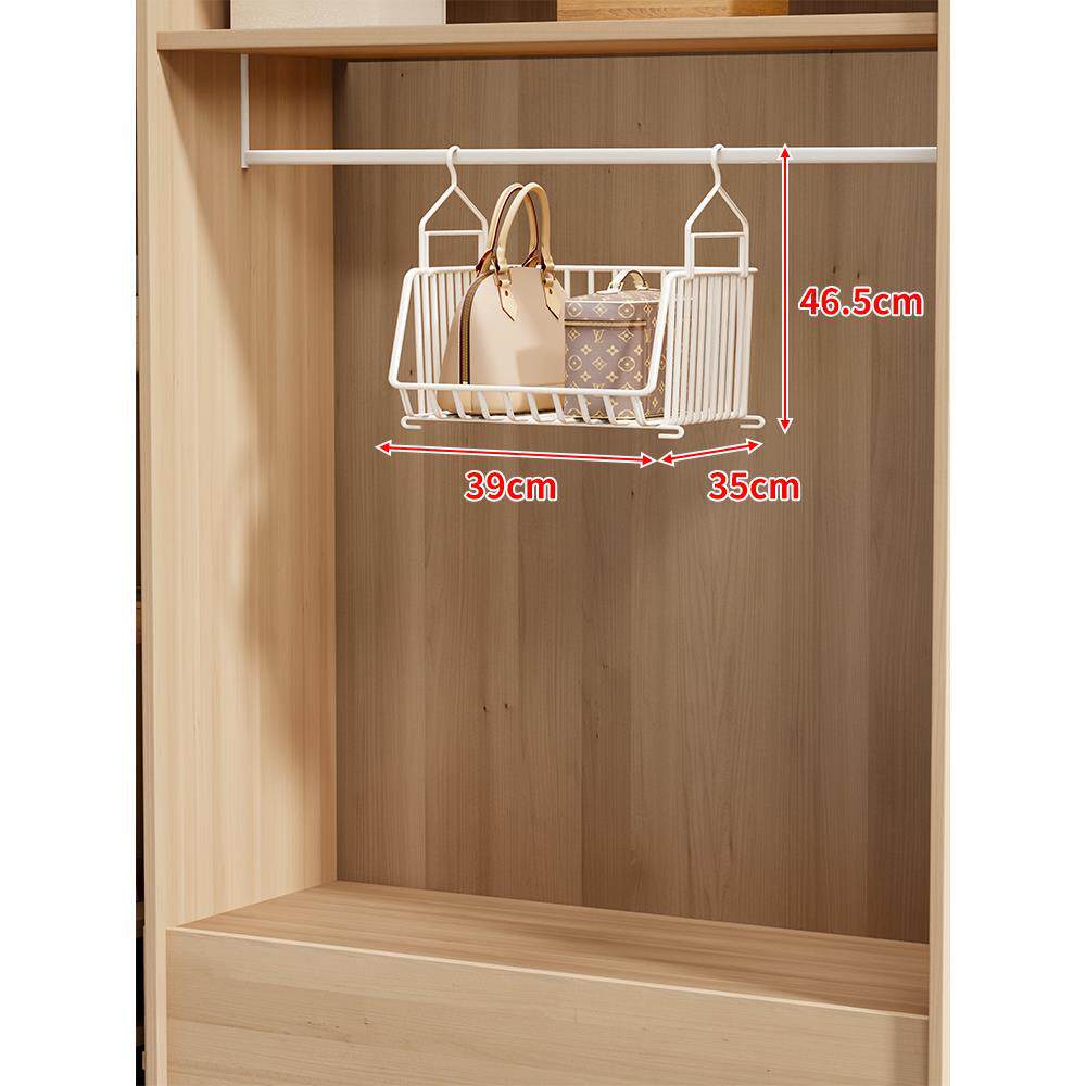 Over-Rod Double Tier Hanging Closet Wire Basket Organizer with Removable Baskets