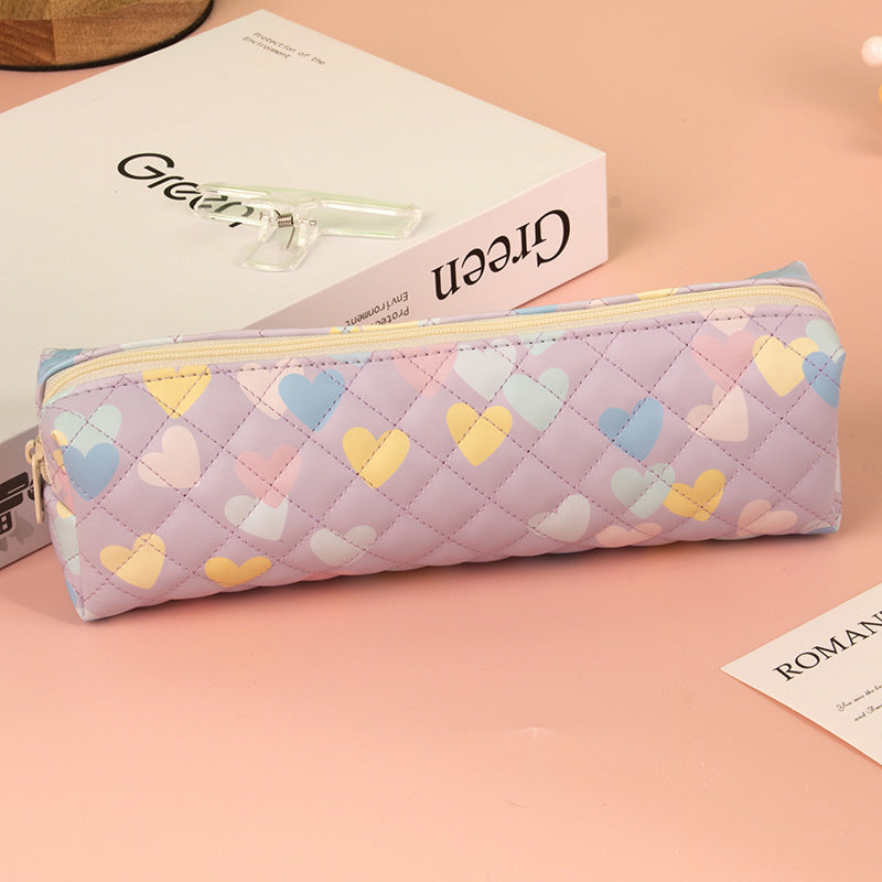 Quilted Heart Pattern Pencil Case Kalsten