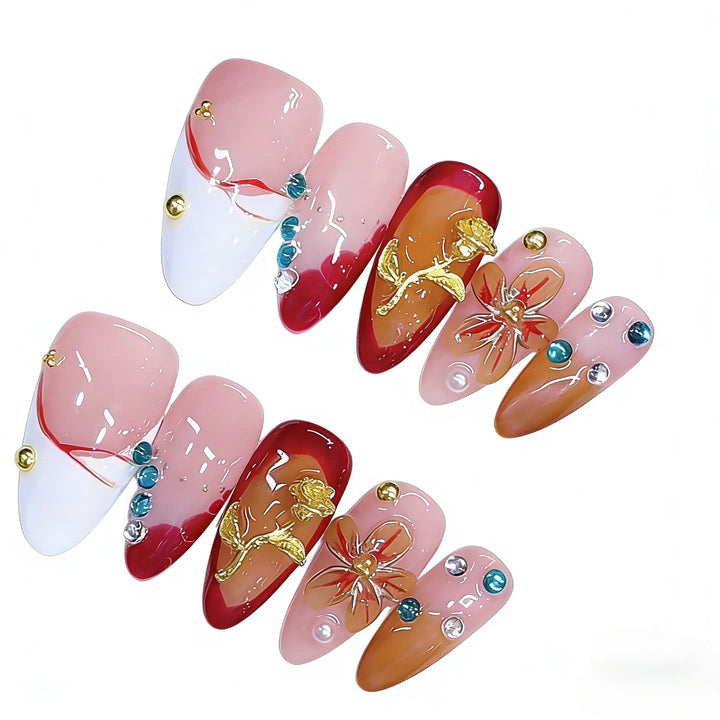 Artistic Decorated Press-On Nail Set Kalsten