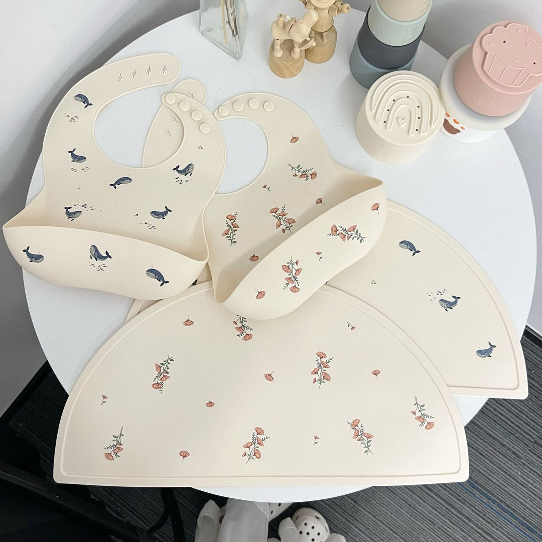 Silicone Suction Placemat with Whale Print for Baby Feeding
