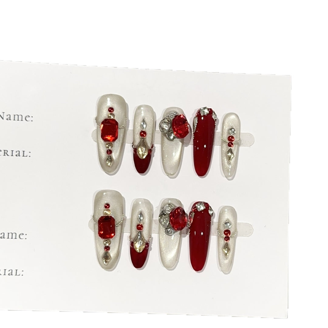 Glamorous Jewel-Decorated Press-On Nail Set