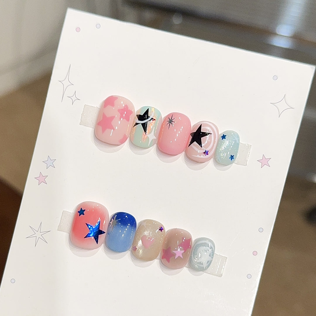 Artificial nails with glamorous star motifs Kalsten
