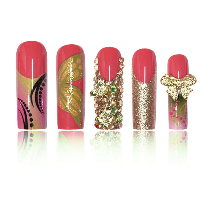 3D Floral Gemstone Press-On Nail Art Kalsten