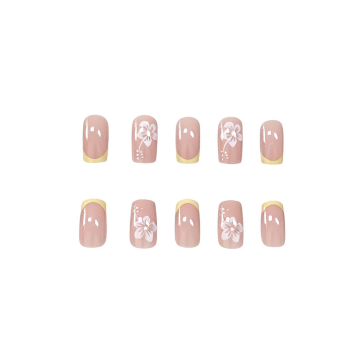Elegant Floral French Tip Nail Art Kalsten
