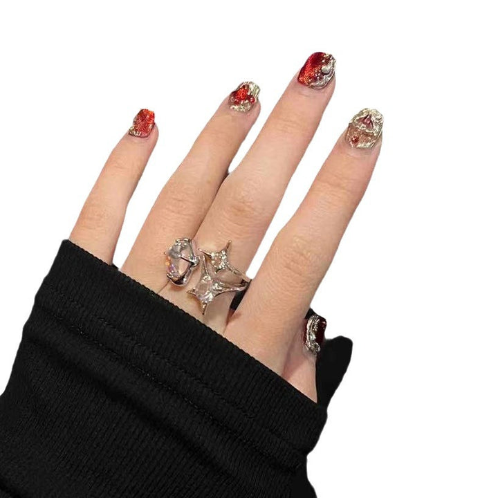 Glamorous Press-On Nail Set with Rhinestone Accents Kalsten