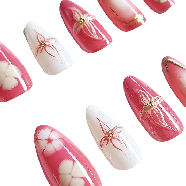 Artistic Floral Press-On Nail Design Kalsten