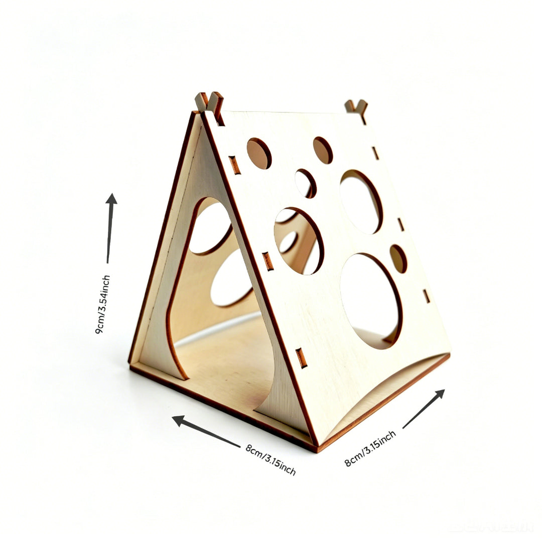 Decorative wooden pyramid with star motif