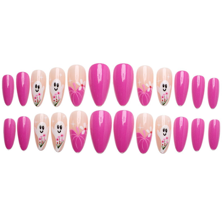 Artificial nail set with charming ghost and flower motifs Kalsten