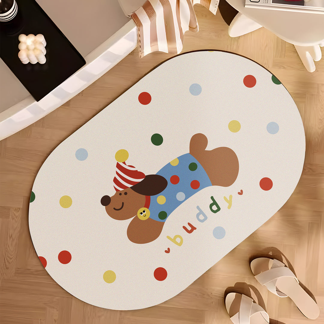 Playful Cartoon Dog-Themed Bath Mat Kalsten