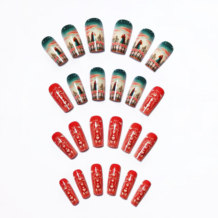 Artificial nails with Romantic Couple motif Kalsten