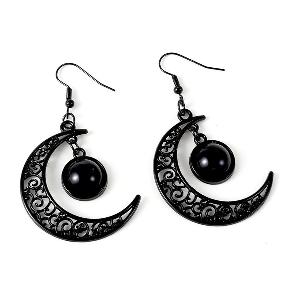 Intricate Moon and Orb Dangle Earrings Kalsten