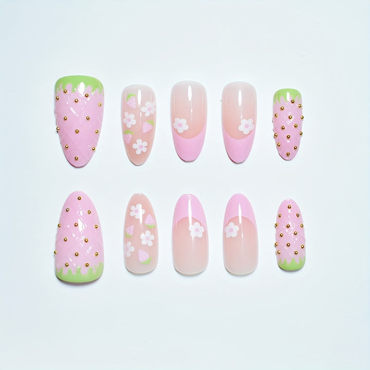 Creative Strawberry-Themed Press-On Nail Art Set Kalsten