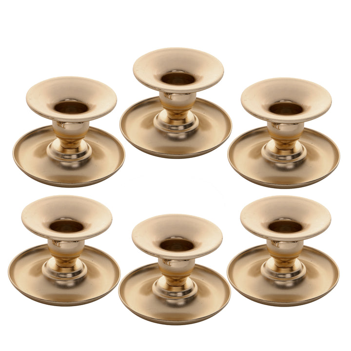 Vintage-Inspired Solid Metal Candlestick Holder with Wide Drip Tray and Flared Cup Kalsten