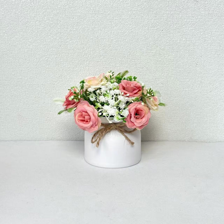 Lifelike Floral Bouquet in Decorative Pot for Home Decor