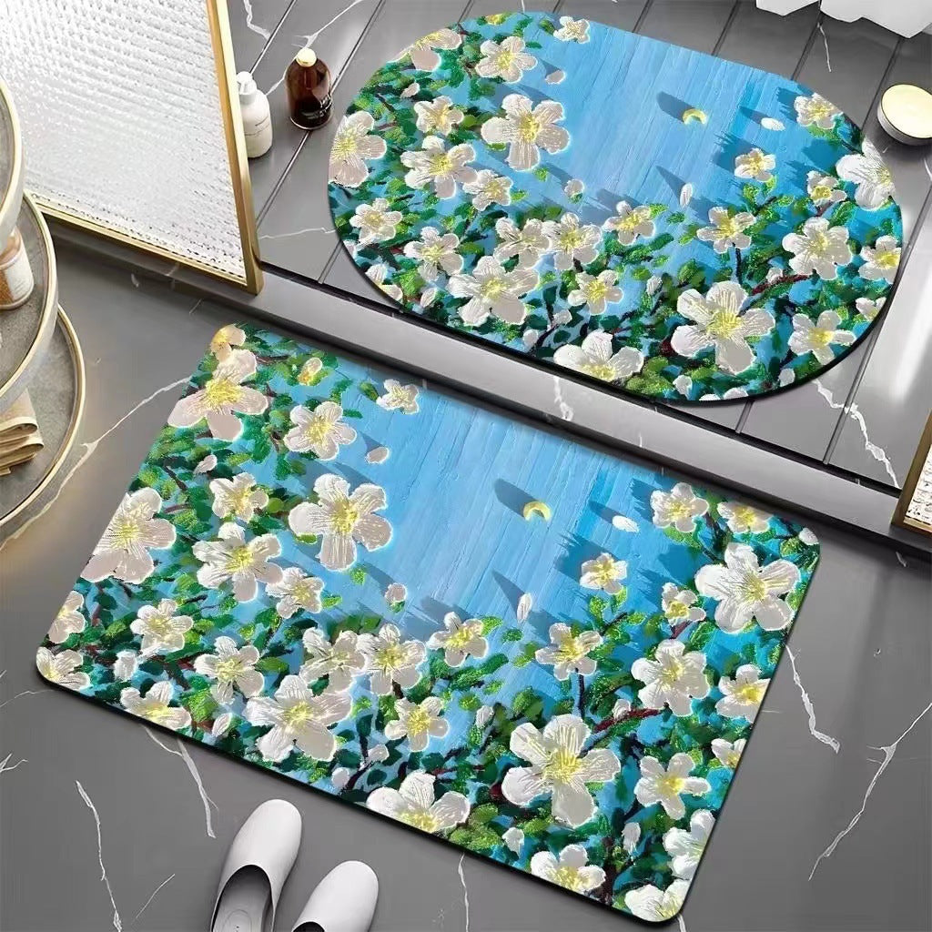 Floral Patterned Bath Mat Kalsten