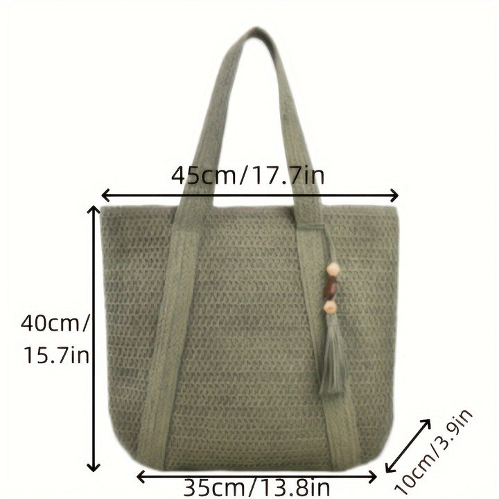 Macrame Tote with Woven Design Kalsten