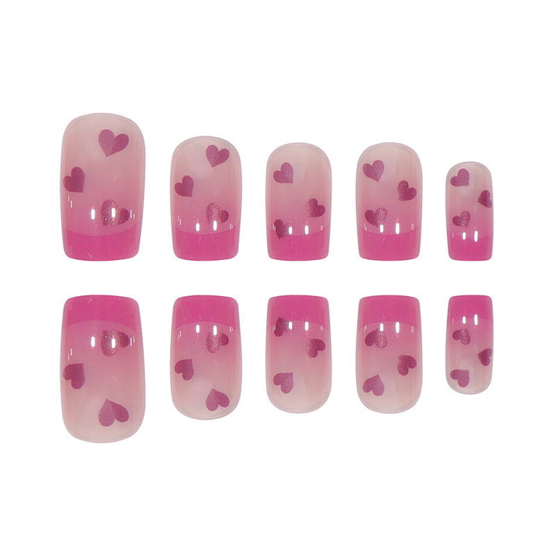 Heart-Embellished Ombre Press-On Nails Kalsten